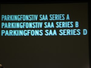 Three rows of samples of similar signage fonts