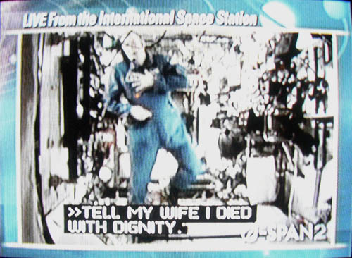 Fake caption on video has floating astronaut saying TELL MY WIFE I DIED WITH DIGNITY
