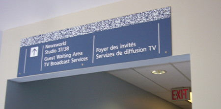 Sign reads TV Broadcast Services (and other room designations)