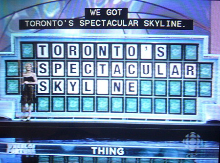 ‘Wheel of Fortune’ clue reading TORONTO’S SPECTACULAR SKYLINE