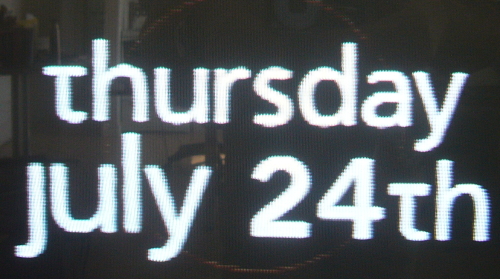 Snippet from TV screen shows a date typeset in one font