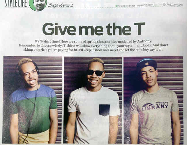 Fashion photos, one of them with a black guy in a TPL T-shirt