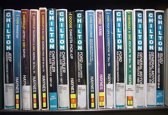 Row of Chilton’s car-repair books