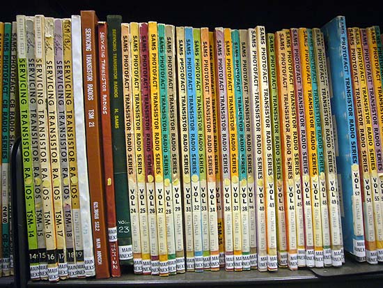 Row of Sam’s car-repair softcovers
