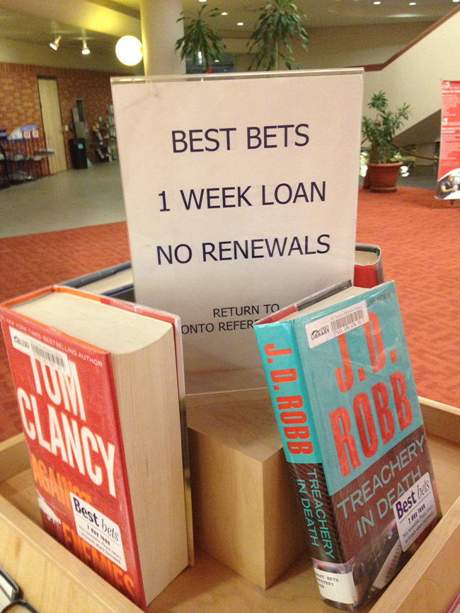 Laser-printed sign explaining Best Bets
