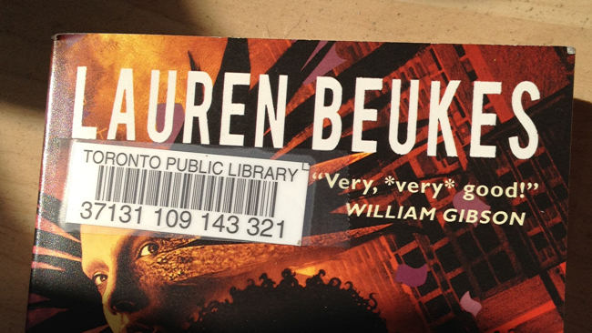 Book with simple Toronto Public Library barcode