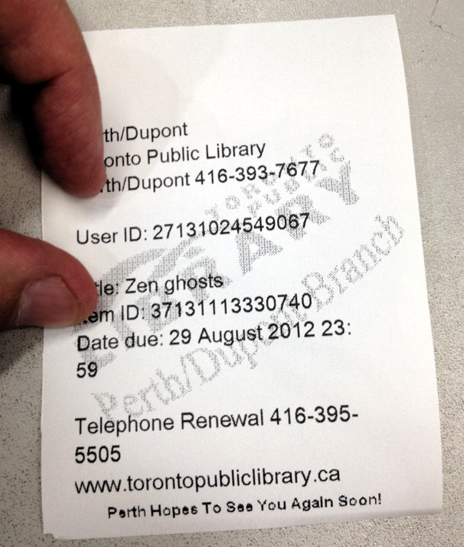 Footer suggests the branch’s name is Perth Hope Date-due slip with TPL watermark and footer reading Perth Hopes to See You Again Soon!