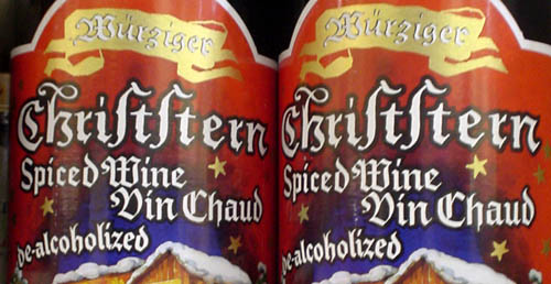 Beer bottles are labeled Chriſtſtern Spiced Wine Vin Chaud de-alcoholized