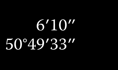 6′10″ 50°49′33″