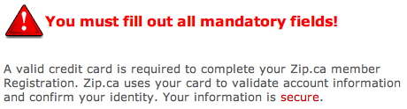 Error message reads: You must fill out all mandatory fields!