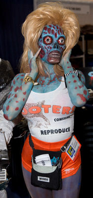 Hooters waitress as ‘They Live’ alien and vice-versa