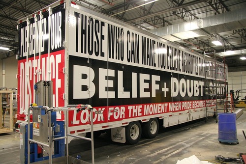 Trailer for 18-wheeler festooned with Kruger slogans