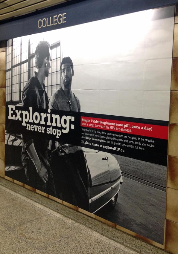 Wall-height subway ad for ExploreHIV.ca