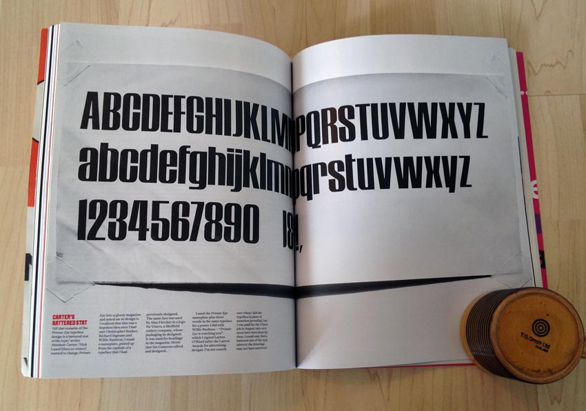 Double-page spread of only surviving photostat of ‘Private Eye’ logotype font