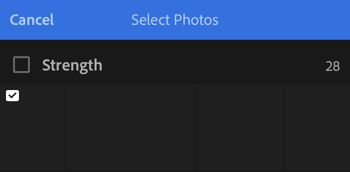 Lightroom with Select checkbox