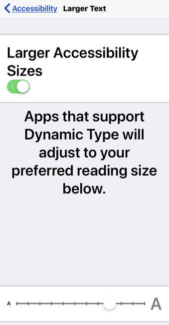 Larger text screen with third-to-last option selected